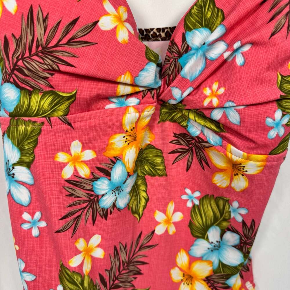 BeachNative Women's Plus Size 18W Pink Tropical Floral One Piece Swimsuit with L - Picture 2 of 8